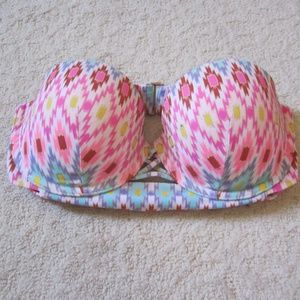 Victoria's Secret Strapless Multi-Color Push Up Bikini Top~Size 34D